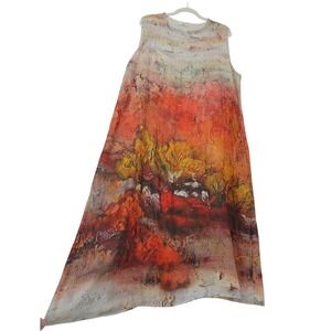 Women's Artsy Lagenook Shift Dress Avant Garde Art to Wear Abstract Boho L / XL